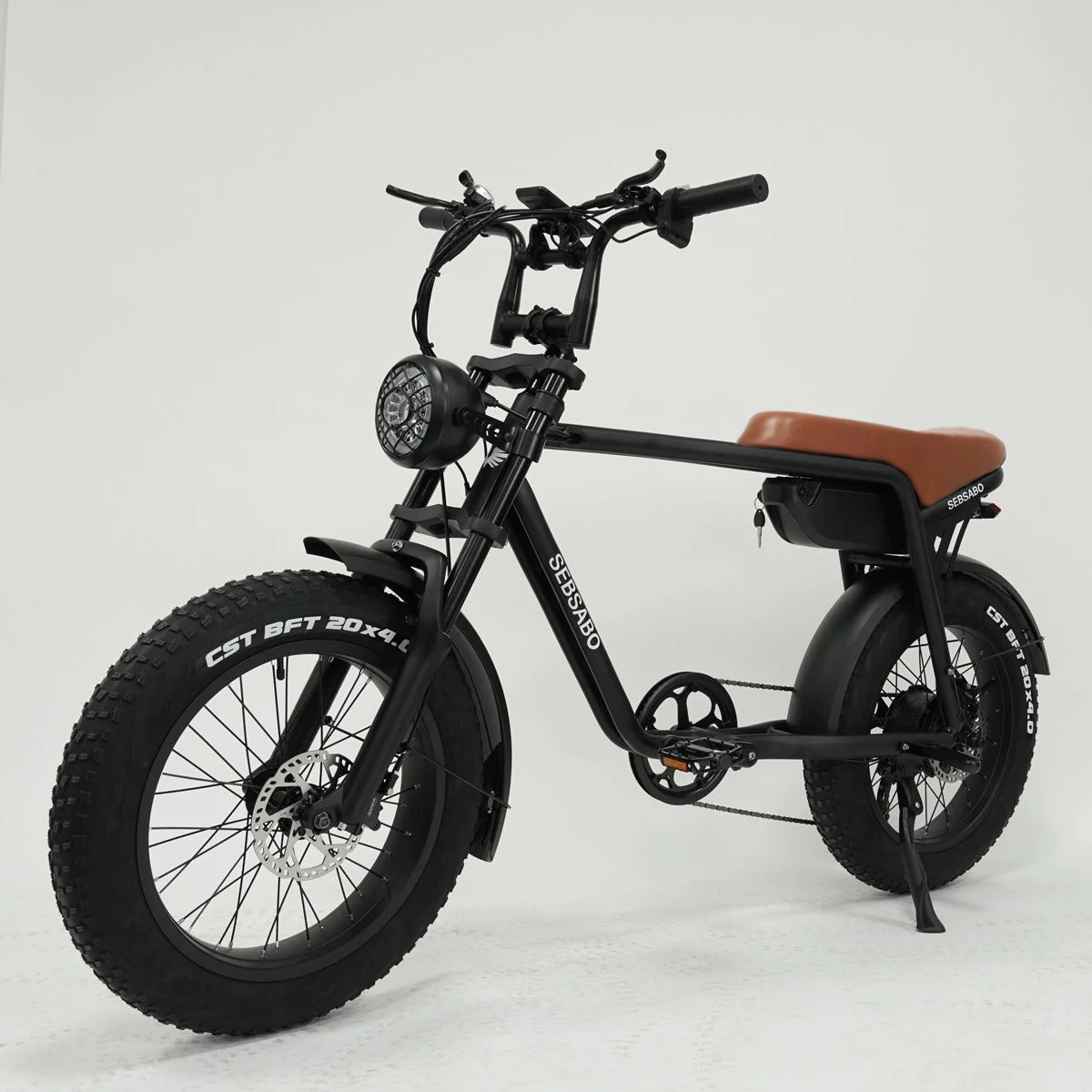 Ebike Fat Tyre X73 | Black Frame Brown Seat (750W - 48V) - SEBSABO