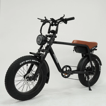 Ebike Fat Tyre X73 | Black Frame Brown Seat (750W - 48V) - SEBSABO